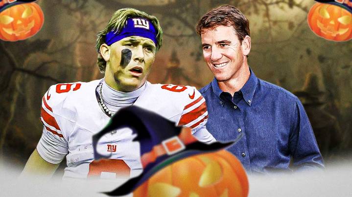 Giants’ Jaxson Dart reacts to Eli Manning’s son Charlie dressing up as him for Halloween