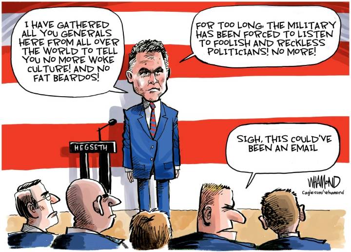 Cartoonist’s take: ‘Hegseth’s military speech’
