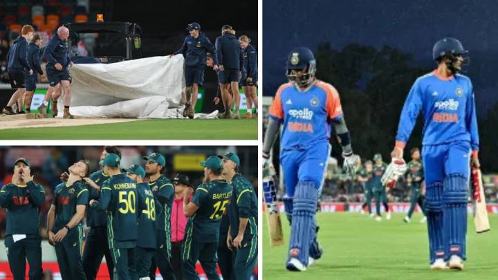 India vs Australia 1st T20I Abandoned in Canberra as Rain Spoils the Contest; Play called off with no results