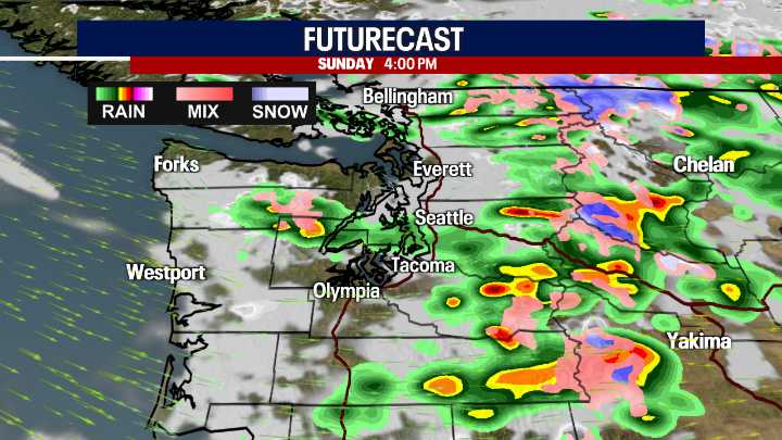 Slightly stormy weather on Sunday in Seattle