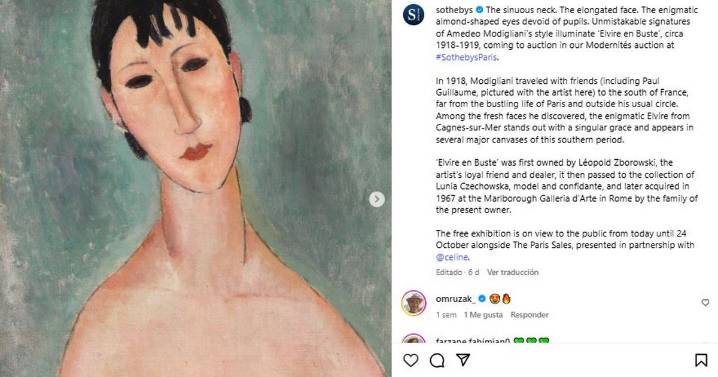 Sothebys vende cuadro de Modigliani por 31 millones de dólares en París