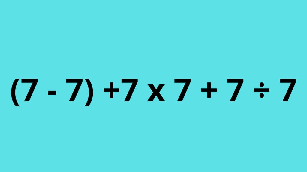 ¿Cuánto es (7 - 7) +7 x 7 + 7 ÷ 7 ?: el desafío matemático que confunde a los genios
