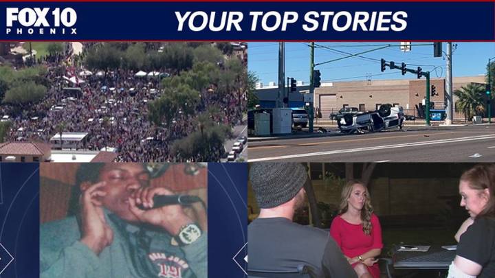 Thousands show at AZ 'No Kings' protests, 2 officers involved in rollover crash