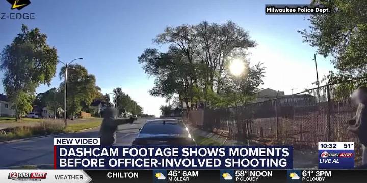 Dashcam footage shows moments before and during officer