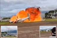 Shocking video shows plane flip and crash in huge fireball