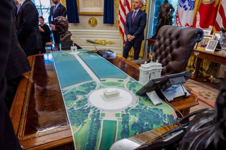 Capital makeover: Trump shows off plans for giant arch in DC