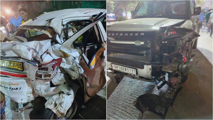 Speeding Land Rover Defender Crashes Into 6 Vehicles Outside Mall In Noida; Driver Arrested