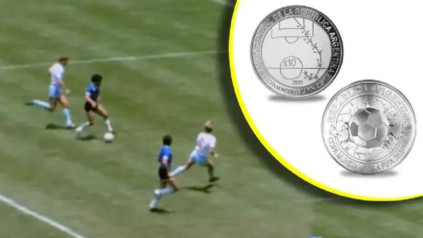 Argentina acuña moneda de plata con el trazo del gol de Maradona a Inglaterra en mundial México 86