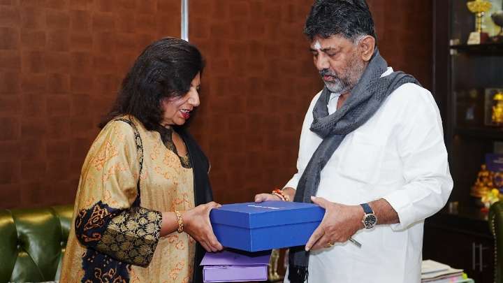 Kiran Shaw meets DK Shivakumar amid row over Bengaluru infrastructure