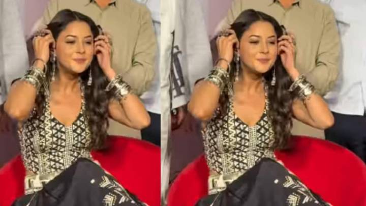 Shehnaaz Gill Flashes A Smile As Ikk Kudi Team Helps Her Stand Up After She Falls At Trailer Launch