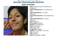 Buscan a Jennifer Obed Gaytán; desapareció hace 10 días