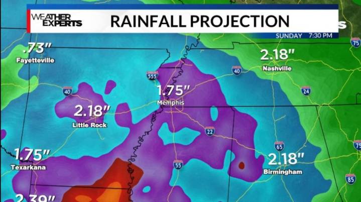 Sunday has washout potential with rain showers