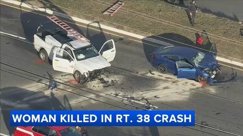 Woman killed in multi-vehicle crash along Route 38 near Marter Avenue in Mt. Laurel, New Jersey