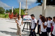Supervisa Mara Lezama construcción de domo en telesecundaria “Luis Donaldo Colosio Murrieta” en Huay