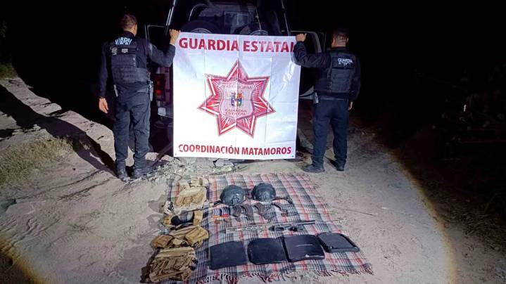 Aseguran un Arma Larga y Equipo Táctico en Ejido de Matamoros