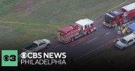 Burning tractor-trailer with "electronic materials" blocks Route 422 in Collegeville, Pennsylvania