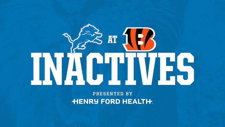 INACTIVES: Lions at Bengals