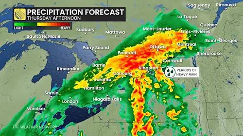 Heavy rain spreads into Ontario, Quebec as system taps into Hurricane Melissa