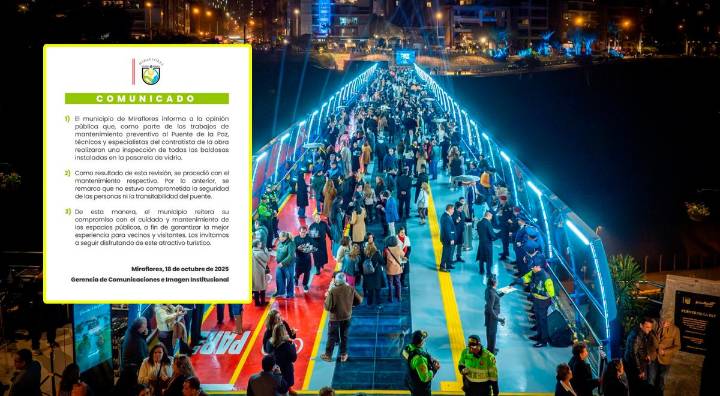 Municipalidad de Miraflores realizó inspección en los bloques de vidrio del Puente de la Paz: "Como resultado..."