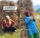 The 'pahadi' challenge! Woman lifts 40 kg bundle with ease, watches tourist struggle