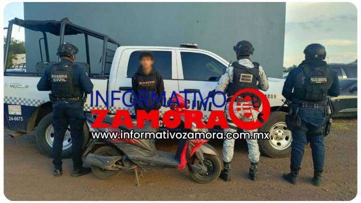 PM, GC y GN detienen a jovencito con una moto robada
