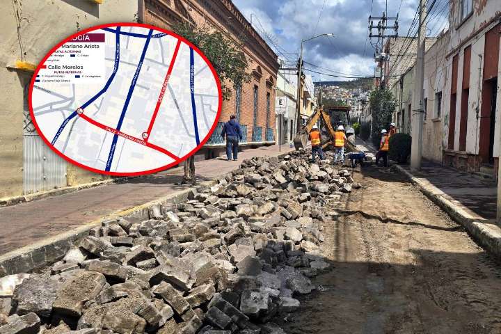Arranca rehabilitación de las calles Morelos y Arista en el centro de Pachuca; trabajos durarán hasta febrero