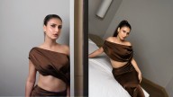 Fatima Sana Shaikh Smolders in a Chocolate Brown Silk Ensemble
