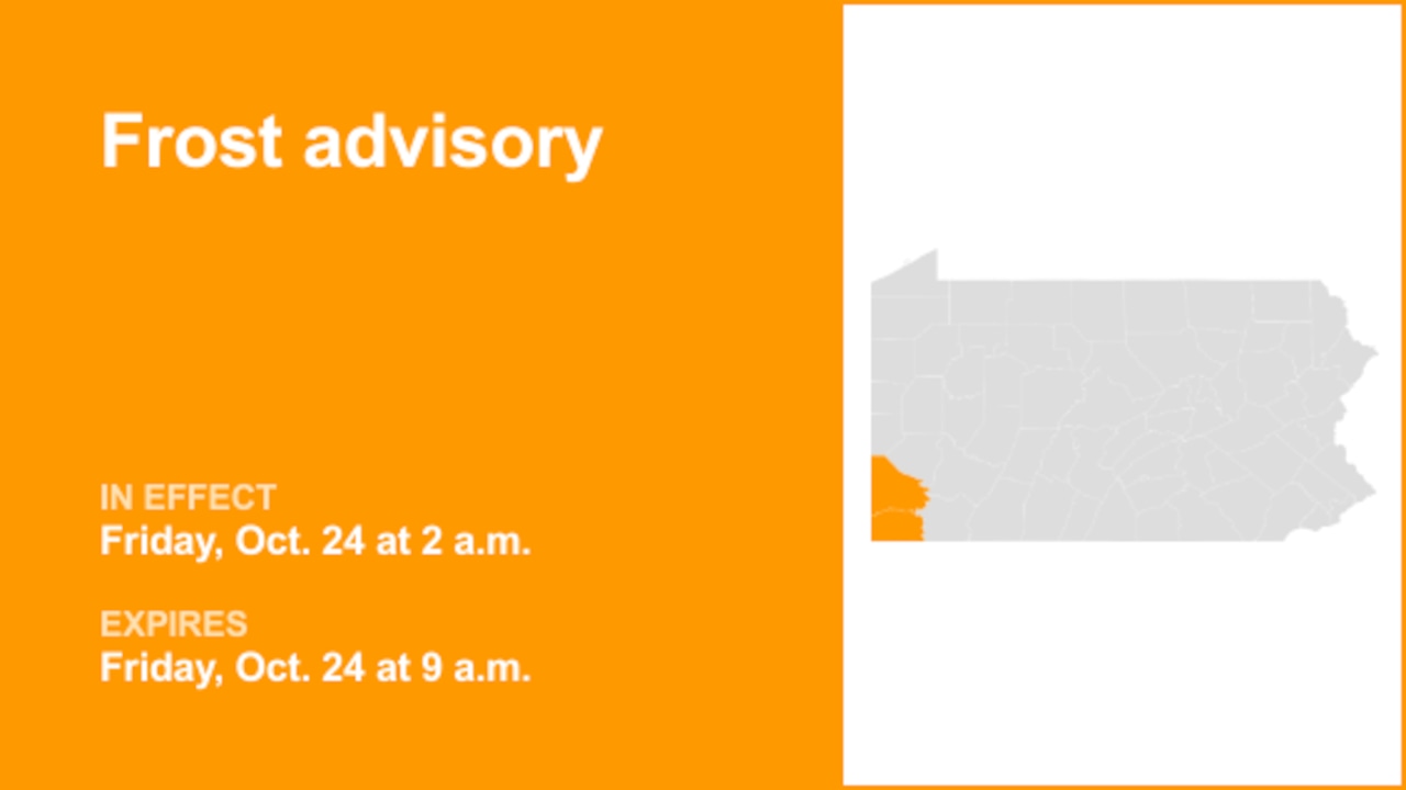 Frost advisory affecting Washington and Greene counties Friday