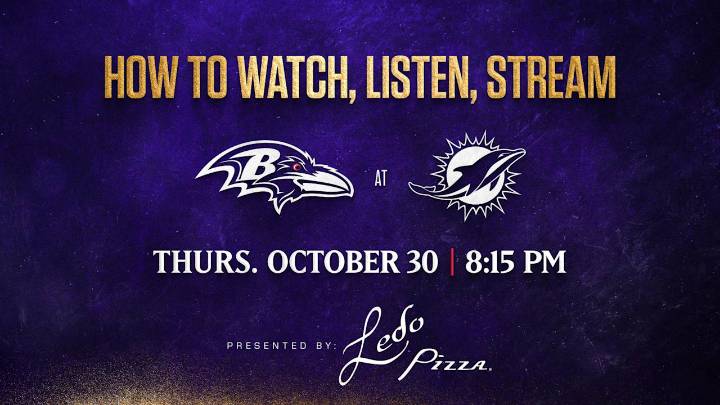 How to Watch, Listen, Live Stream Ravens vs. Dolphins 'Thursday Night Football'