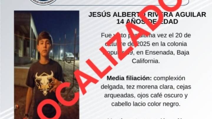 Localizan a Jesús Alberto Rivera Aguilar, de 14 años