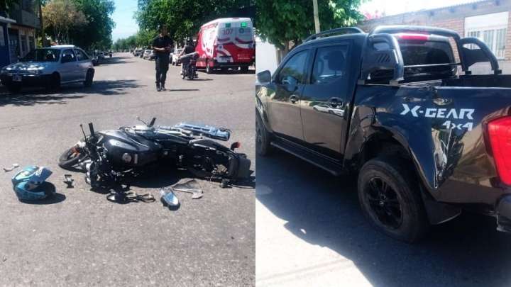 Un joven en moto quedó internado tras chocar contra una camioneta
