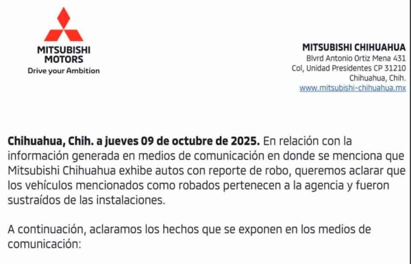 Aclara Mitsubishi situación de sus vehículos