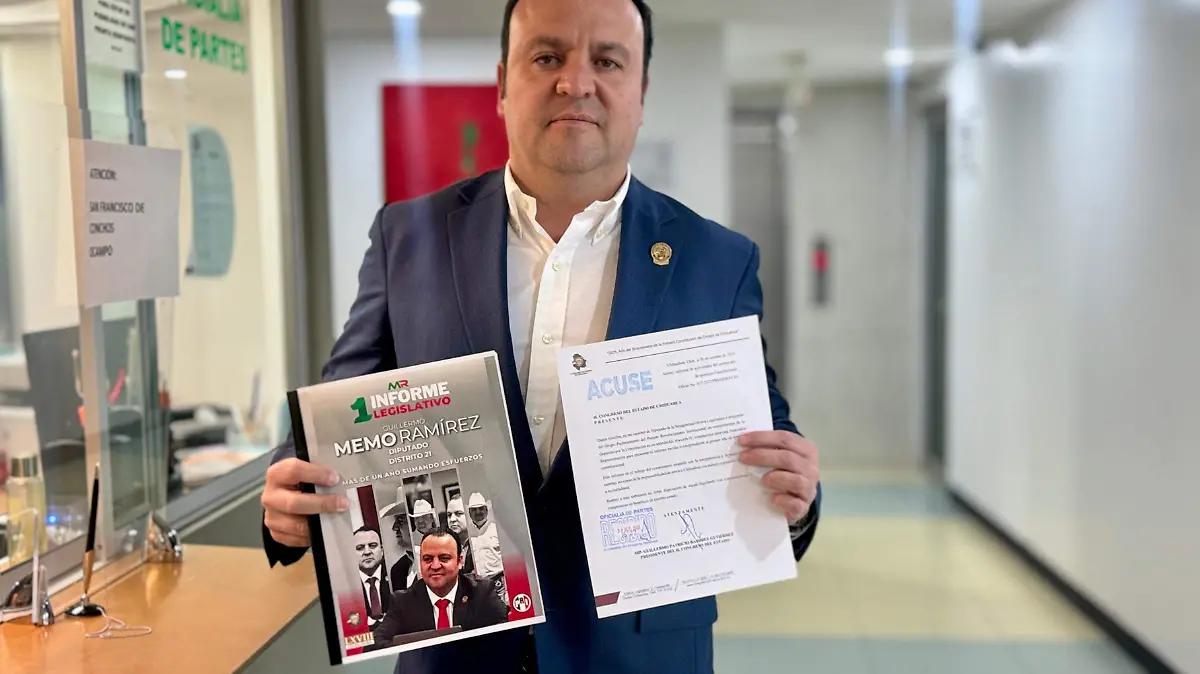 Entrega diputado Memo Ramírez Primer Informe: destaca reformas en seguridad social para policías y bomberos