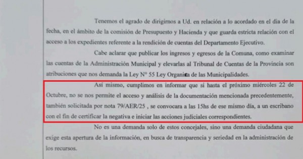 Cuatro Concejales exigen denuncian la falta de acceso a la información de la gestión Grasso