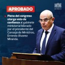 Con 71 votos Congreso otorgó voto de confianza a primer ministro Álvarez quien planteó cuatro ejes de gobierno