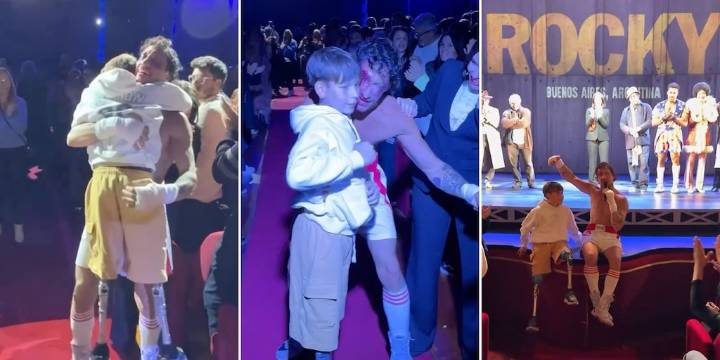 A pura emoción al final de la función de Rocky: la reacción de Nicolás Vázquez con un niño santafesino
