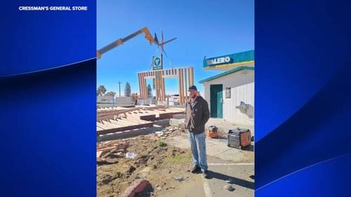 First wall goes up for Cressman's General Store in rebuild 5 years after Creek Fire