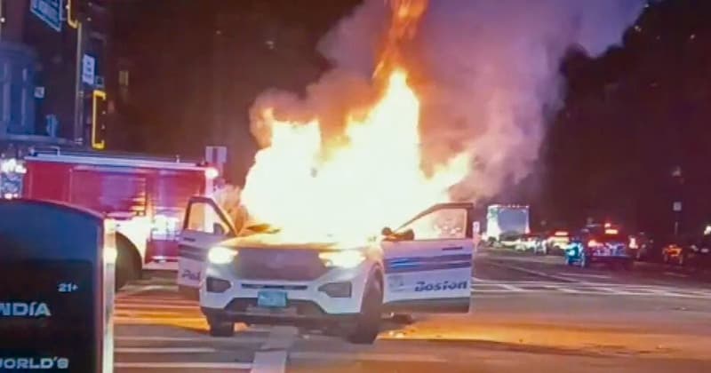 Investigan a incendiarios de carros patrulleros en Boston