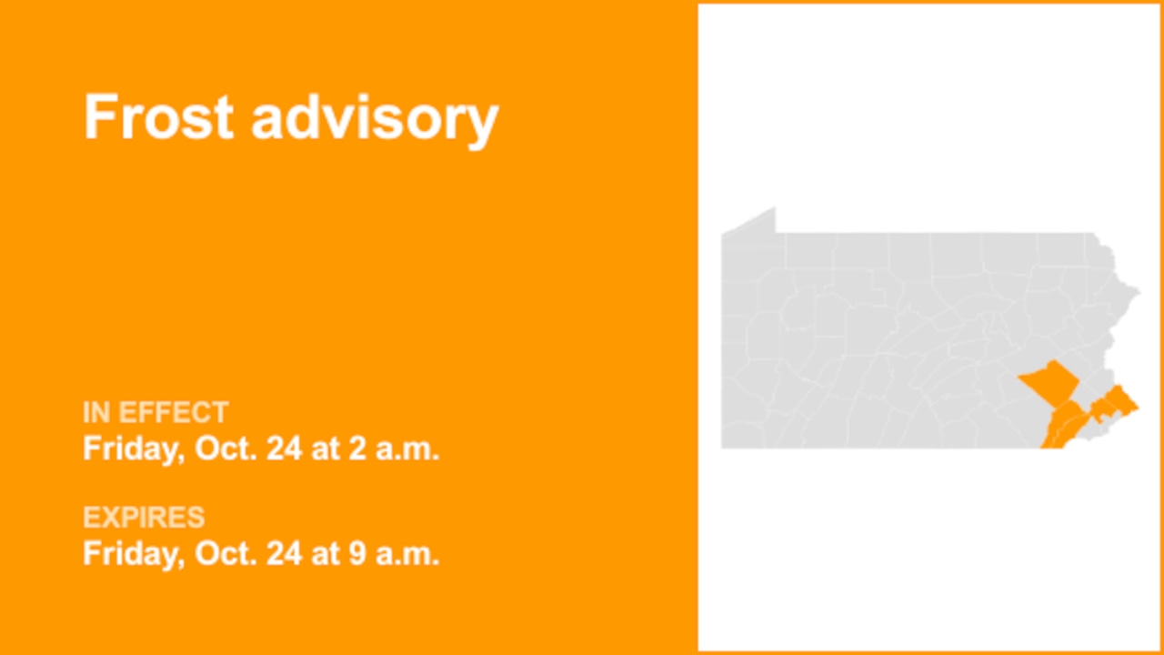 Frost advisory affecting Berks and Bucks counties Friday