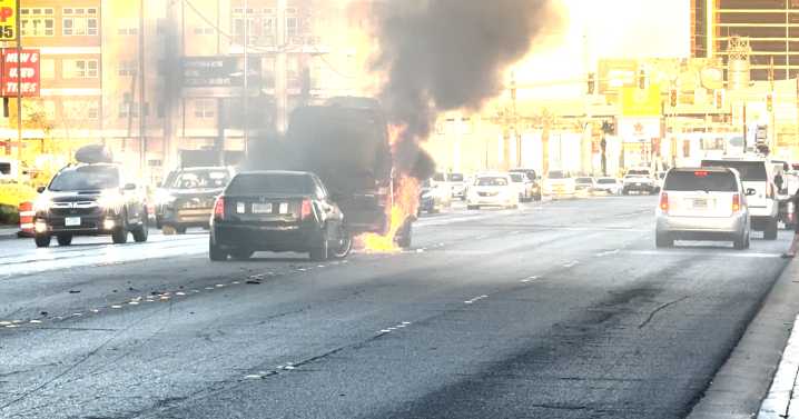 Vehicle fire ignites near Spring Mountain and Valley View