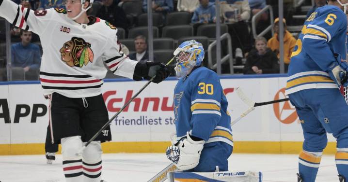 Photos: Blackhawks thump Blues 8-3 as Joel Hofer gives up seven goals