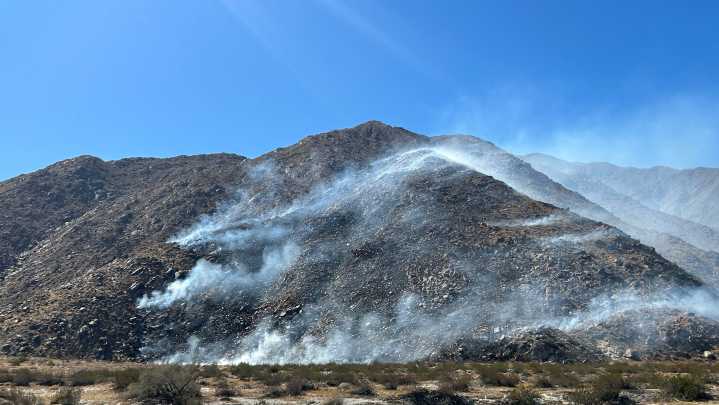 Brush fire reported north of Tramway Road in Palm Springs