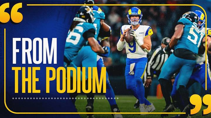 From the Podium: Sean McVay, Matthew Stafford and Davante Adams discuss Rams' blowout win over Jaguars in London