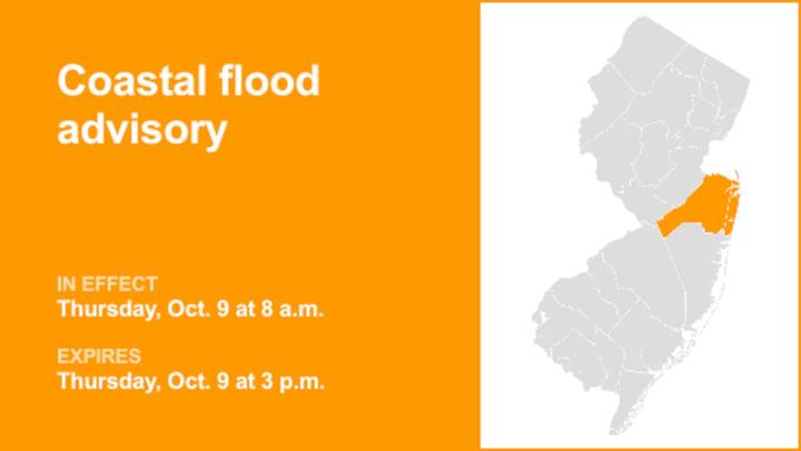Coastal flood advisory for Monmouth County for Thursday