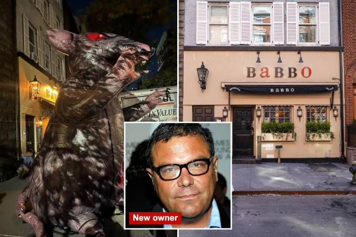 'Scabby the Rat' mascot slashed outside reopening of iconic NYC eatery Babbo -