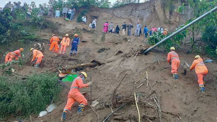 Landslide hits a bus in northern India, killing at least 15 people