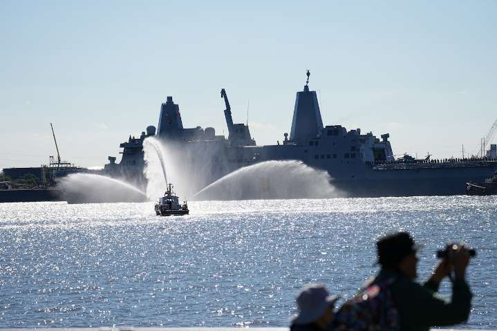 Ship parade kicks off events celebrating 250 years of the US Navy and Marine Corps