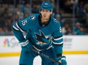 San Jose Sharks' Shakir Mukhamadullin hurt with Pittsburgh Penguins on deck