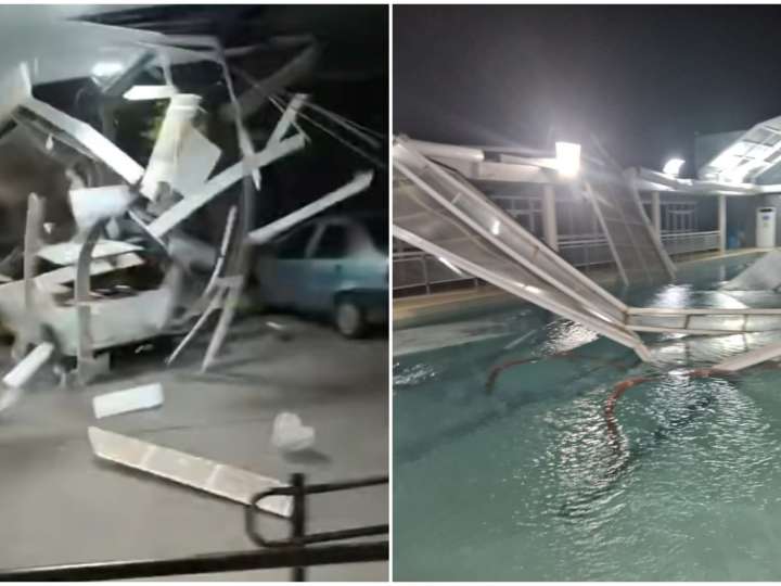Temporal de lluvia, viento y granizo en la provincia de Buenos Aires: cayeron árboles y se voló el techo de un hospital
