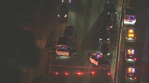 110 Freeway closed in Mount Washington after chase suspect fleeing from LAPD is hit by a passing vehicle
